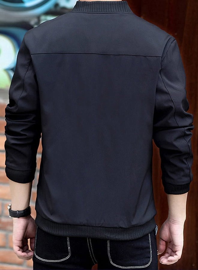 Lentta Men's Slim Fit Lightweight Softshell Bomber Jacket Coat, Dark Blue, XXL - Image 3