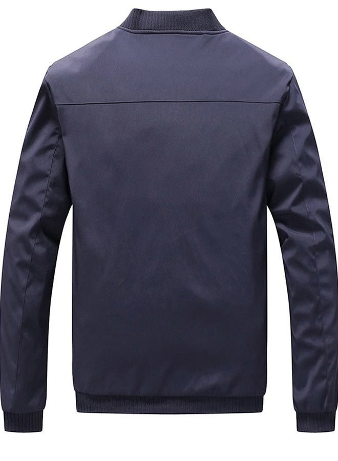 Lentta Men's Slim Fit Lightweight Softshell Bomber Jacket Coat, Dark Blue, XXL - Image 4