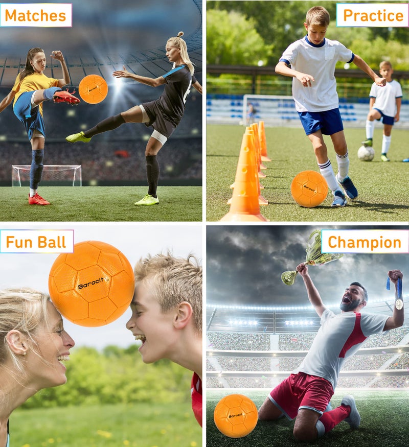 Barocity Soccer Ball - Boys and Girls Official Match Ball with Cool Reflective Rainbow Hex Pattern, for Indoor, Outdoor, Playtime and Games - Iridescent Orange Size 4 - Image 3