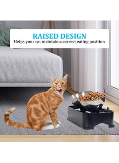 MAJIBAO Adjustable cat bowl with Stainless steel bowls and Non-slip bottom, 150 Inclined raised dog feeder for small pets, Pet food & water station 30 cm (Black)  - Image 5