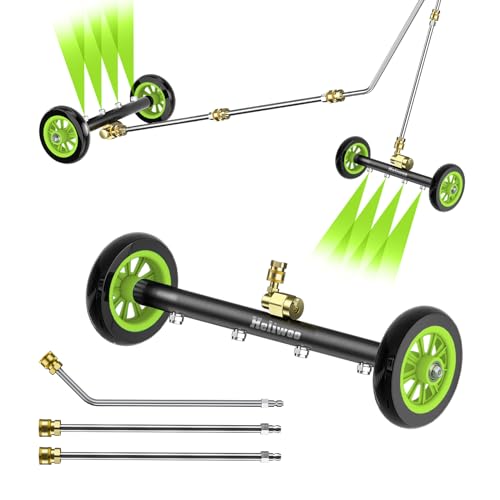 Heliwoo Undercarriage Pressure Washer Attachment 16 Inch Power Washer Water Broom with 4 Nozzles Dual-Function Pressure Washer Undercarriage Cleaner With 3 Pieces Extension Wand 4000 PSI - Image 1