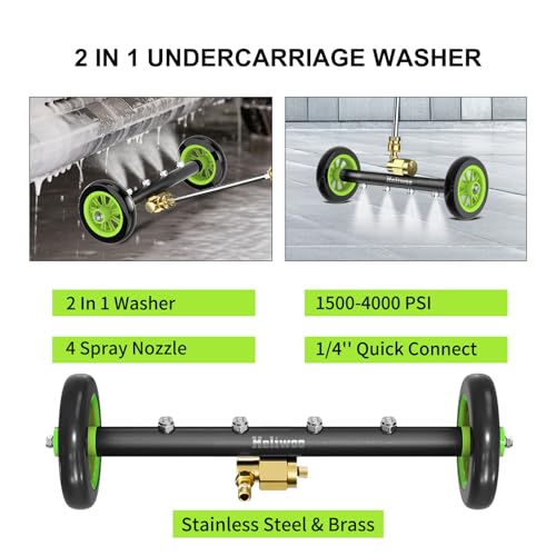 Heliwoo Undercarriage Pressure Washer Attachment 16 Inch Power Washer Water Broom with 4 Nozzles Dual-Function Pressure Washer Undercarriage Cleaner With 3 Pieces Extension Wand 4000 PSI - Image 2
