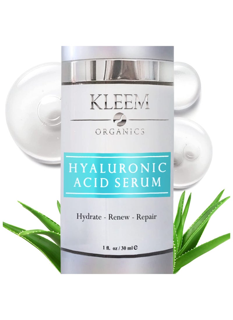Kleem Organics - Pure Hyaluronic Acid Serum for Face with Vitamin C Vitamin E and Green Tea PlantPowered AntiAging Hydrating Serum Best for Firming Repairing Moisturizing Plumping Fine Lines 1 fl oz - Image 1