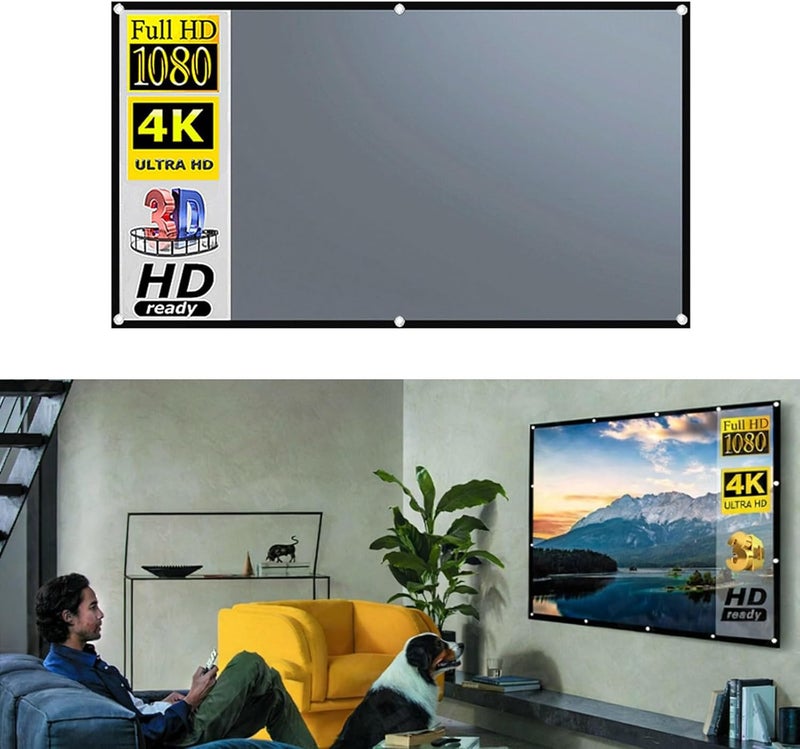Metal Frame Projector Screen Anti-Glare Indoor/Outdoor Use, Quick Installation No Drilling Required Outdoor Indoor Projector Screen - Image 2