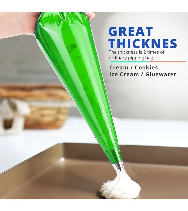 22 Green Extra Thick Disposable Piping Bags Set For Cake Decorating Supplies - Image 2