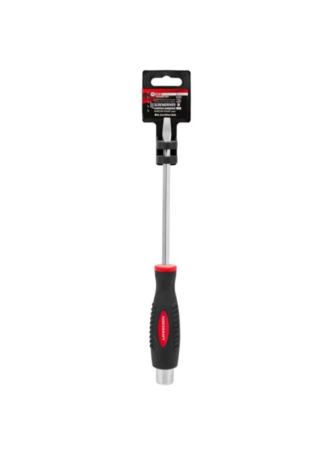 FORCEKRAFT Screwdriver slotted go-through, magnetic "profi" s2 sl6.5x150mm, in plastic holder - Image 1