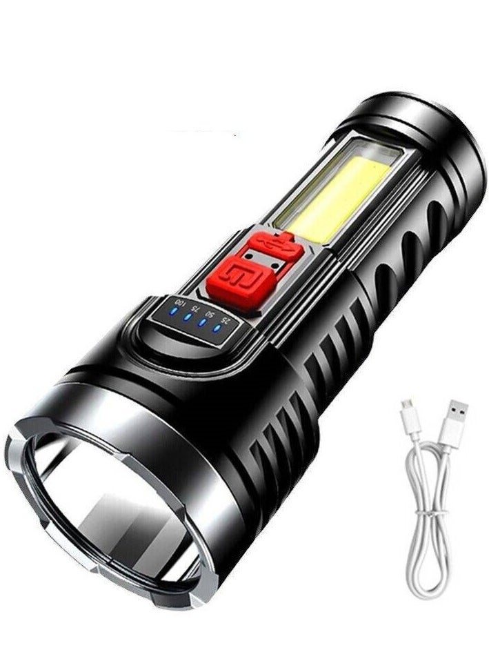 Generic Super Bright Flashlight 4-Modes COB Torch USB Rechargeable Flashlight Spotlight  - Image 1