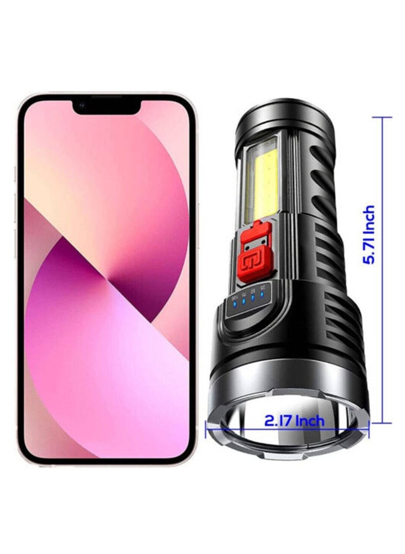 Generic Super Bright Flashlight 4-Modes COB Torch USB Rechargeable Flashlight Spotlight  - Image 2