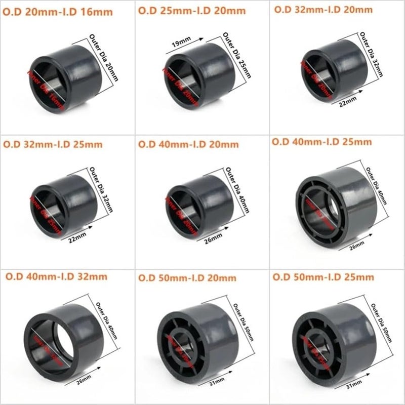 10 Pieces UPVC Reducing Pipe Connector 32mm OD 20mm ID Aquarium Garden Irrigation - Image 3
