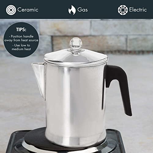 Primula Today Aluminum Stove Top Percolator Maker Durable, Brew Coffee On Stovetop, 9 Cup, Silver - Image 3