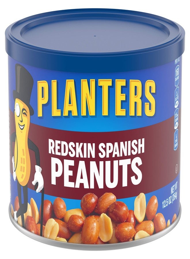 PLANTERS Redskin Spanish Peanuts, Roasted Salted Peanuts, Plant Based Protein 12.5oz (1 Canister) - Image 1