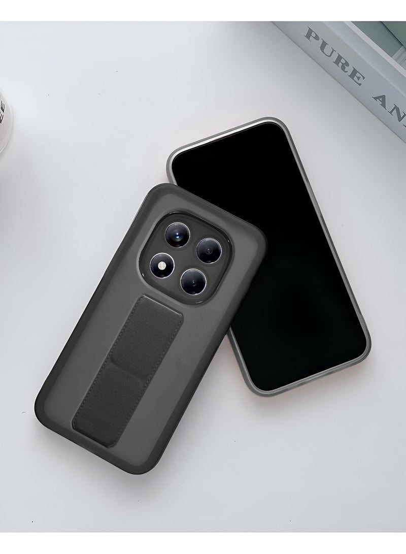 Wtech Xiaomi Redmi Note 14 Pro 5G 2025 Luxury Shockproof Matte Translucent Grip Magnetic Holder Armor Phone Case Cover (MCGHSN) - Black - Image 2