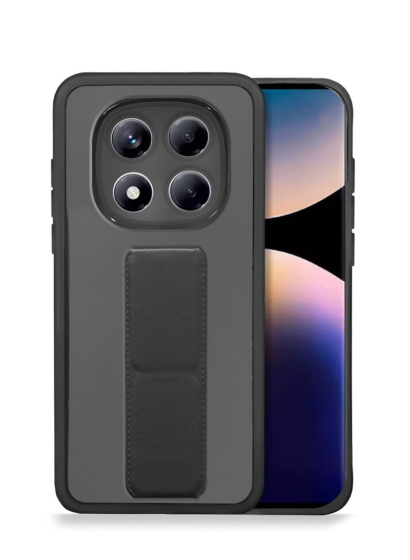 Wtech Xiaomi Redmi Note 14 Pro 5G 2025 Luxury Shockproof Matte Translucent Grip Magnetic Holder Armor Phone Case Cover (MCGHSN) - Black - Image 1