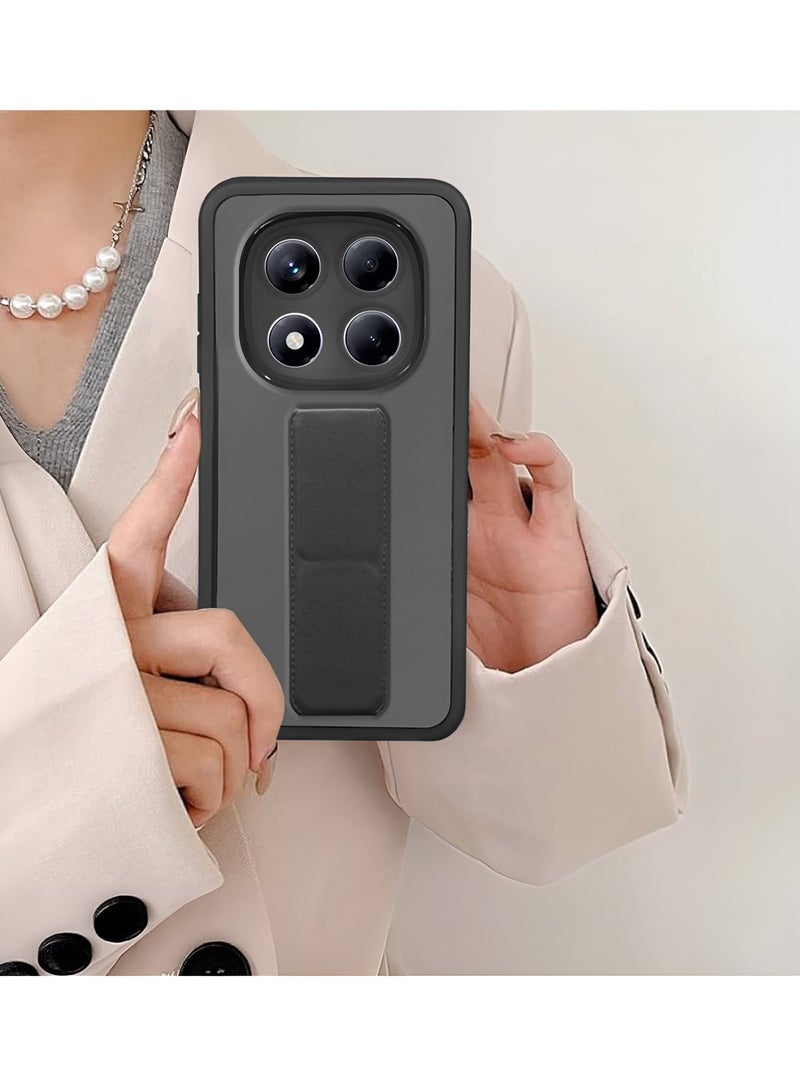 Wtech Xiaomi Redmi Note 14 Pro 5G 2025 Luxury Shockproof Matte Translucent Grip Magnetic Holder Armor Phone Case Cover (MCGHSN) - Black - Image 4