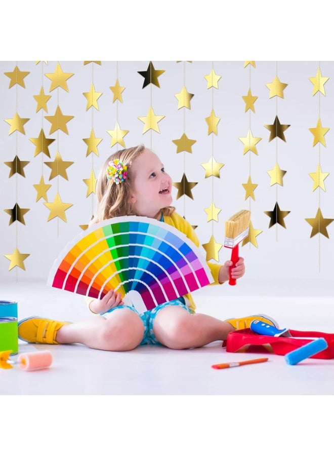 Glitter Star Garland Banner  Graduation Decor 130 Feet Star Hanging Banner Twinkle Backdrop for Party Birthday Classroom Wedding Supplies(Gold) - Image 1
