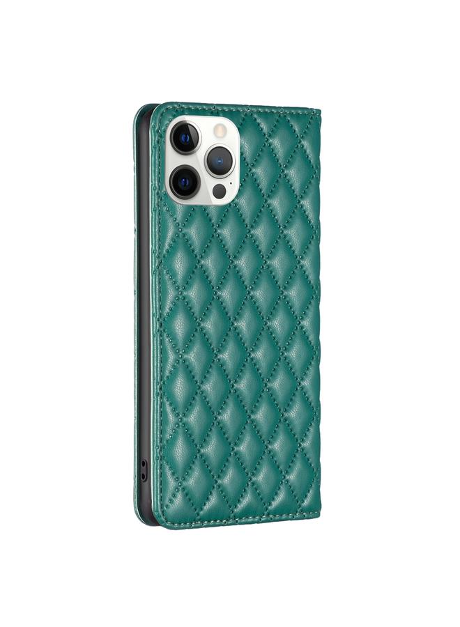 S-TOP Case For iPhone 12 Pro Max Diamond Lattice Magnetic Leather Flip Phone Case - Image 3