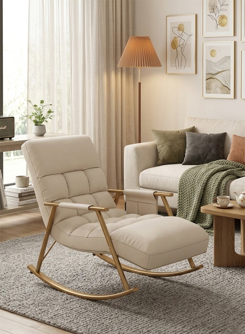 WALALLA Upholstered High Back Adjustable Rocking Chair Lounge Chair with Padded Rocking Chair with Armrests Storage Bag Modern Lounger Sofa Can Lie or Sleep Lazy Chair for Bedroom Dorm Garden Patio Porch - Image 1