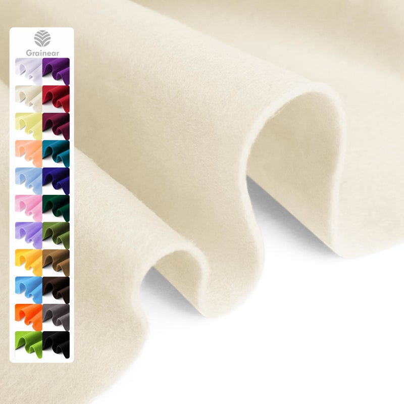 Grainear Ivory Soft Felt Fabric Sheet, 18" x 36", 1.6mm Thick - Premium Craft Felt for Sewing, DIY Projects, Embroidery, Decoration - Durable & Fade Resistant - Image 1