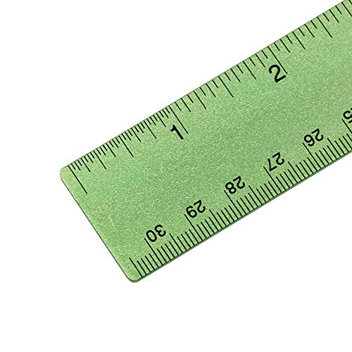 JAM PAPER Strong Aluminum Ruler - 12 Inch - Metal Ruler with Non-Skid Cork Backing - Lime Green - Sold Individually - Image 2