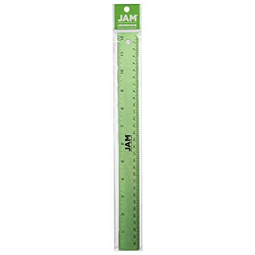 JAM PAPER Strong Aluminum Ruler - 12 Inch - Metal Ruler with Non-Skid Cork Backing - Lime Green - Sold Individually - Image 5