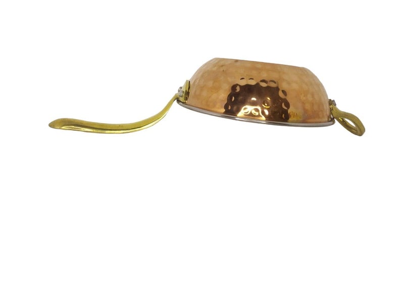 Tannu Craft Tadka Pan for Cooking - Small Hammered Copper and Stainless Steel Pan for Dal Tadka Cum Serving-Small (Medium) - Image 2