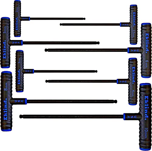 Eklind Tool 64808 Power-T Handle Ball-Hex Key allen wrench - 8pc set Metric MM sizes 2-10 (9In shaft) - Image 1
