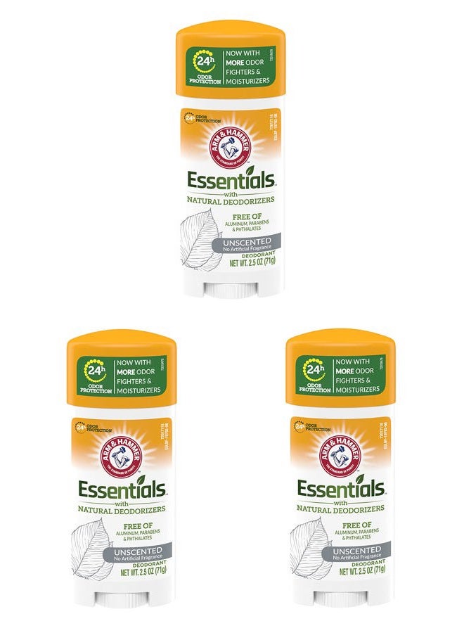 Arm & Hammer Deodorant 2.5 Ounce Essentials Unscented (73ml) (3 Pack) - Image 1