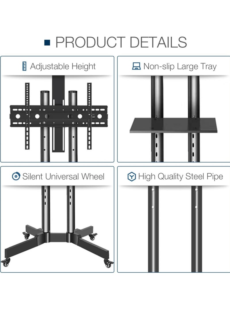 HYX "HYX Adjustable Rolling TV Stand – Elegant Floor Stand for 32-75 Inch TVs with Height Adjustment" - Image 5