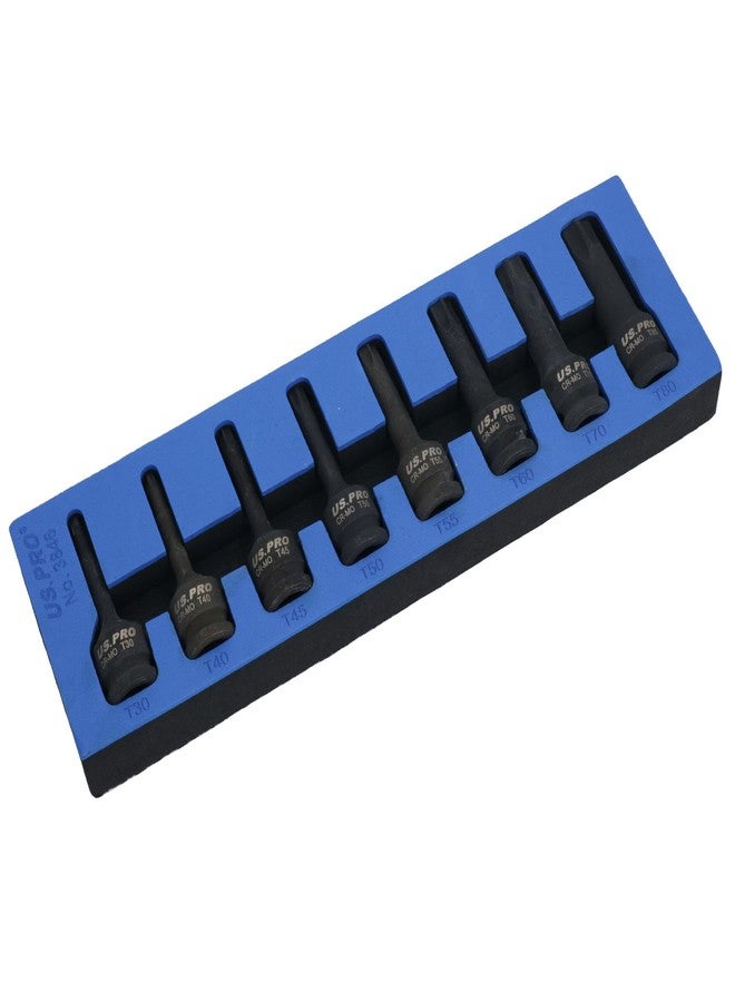 AB Tools 1/2in Drive Impact Impacted Male Torx Star Sockets Deep Sized T30 - T80 8pc - Image 3