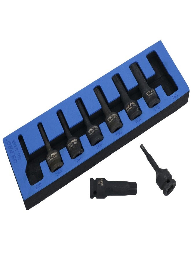 AB Tools 1/2in Drive Impact Impacted Male Torx Star Sockets Deep Sized T30 - T80 8pc - Image 1