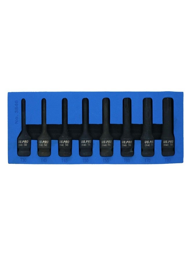 AB Tools 1/2in Drive Impact Impacted Male Torx Star Sockets Deep Sized T30 - T80 8pc - Image 2