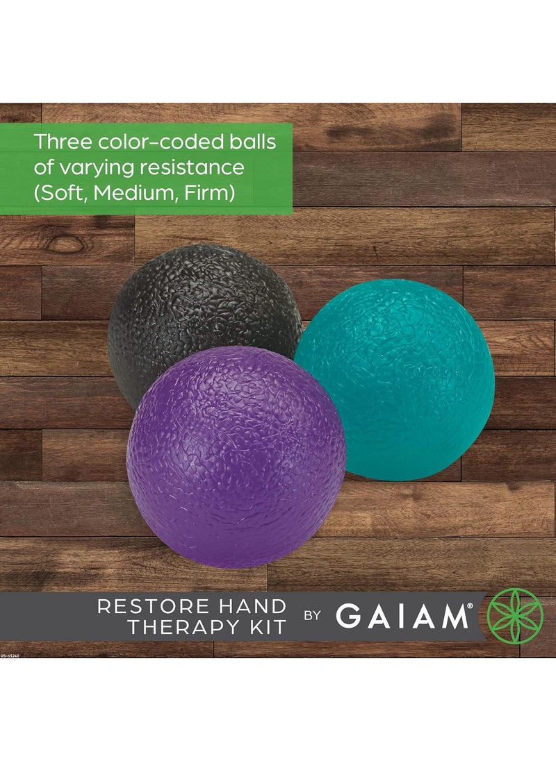 Gaiam Gaiam Restore Hand Therapy Exercise Ball Kit  3Level Hand Grip Strengthener Massage Balls Soft Medium Firm for Physical Therapy  Hand Pain Relief Ease Muscle Tension with Hand Balls  Set of 3  - Image 3