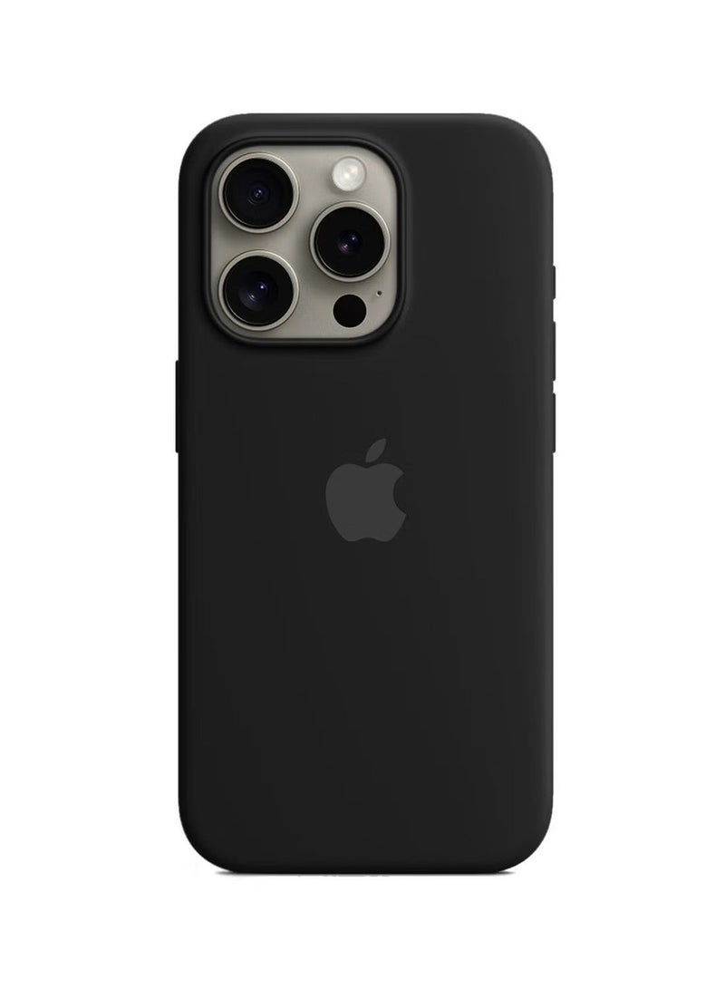 دبليو تيك غطاء حماية من السيليكون السائل الناعم  لهاتف Apple iPhone 15 Pro 2023 باللون الأسود