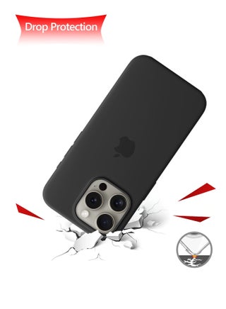 غطاء حماية من السيليكون السائل الناعم  لهاتف Apple iPhone 15 Pro 2023 باللون الأسود - view 4