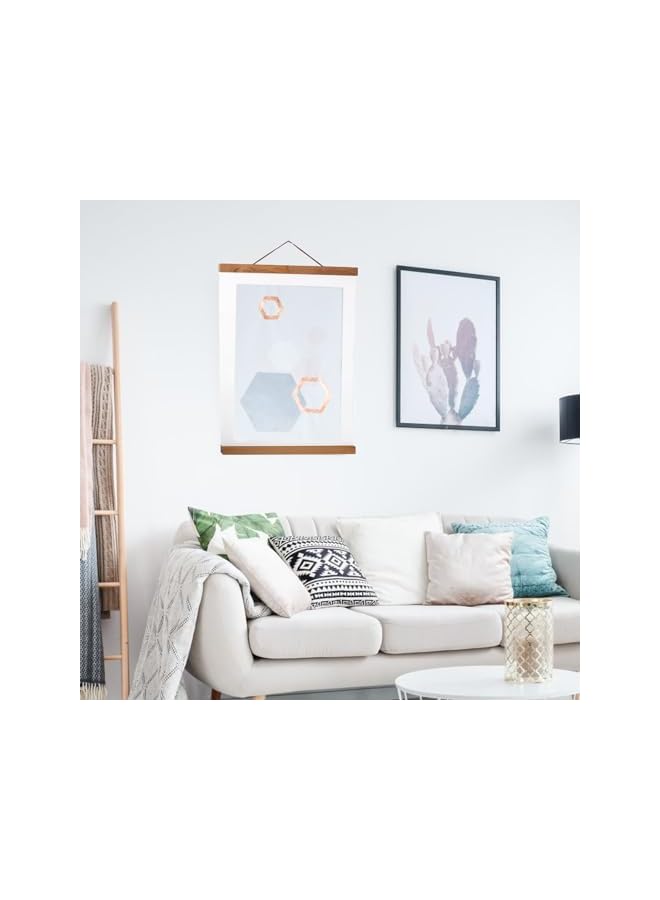 The Bros 4 Wooden Strips Modern Magnetic Poster Hanger, Poster Hangers Sawdust Photo Frame DIY Custom Poster Scroll Prints Artwork Hanger Teak Wood (50cm), The Bros1n0m68z52c-04 - Image 4