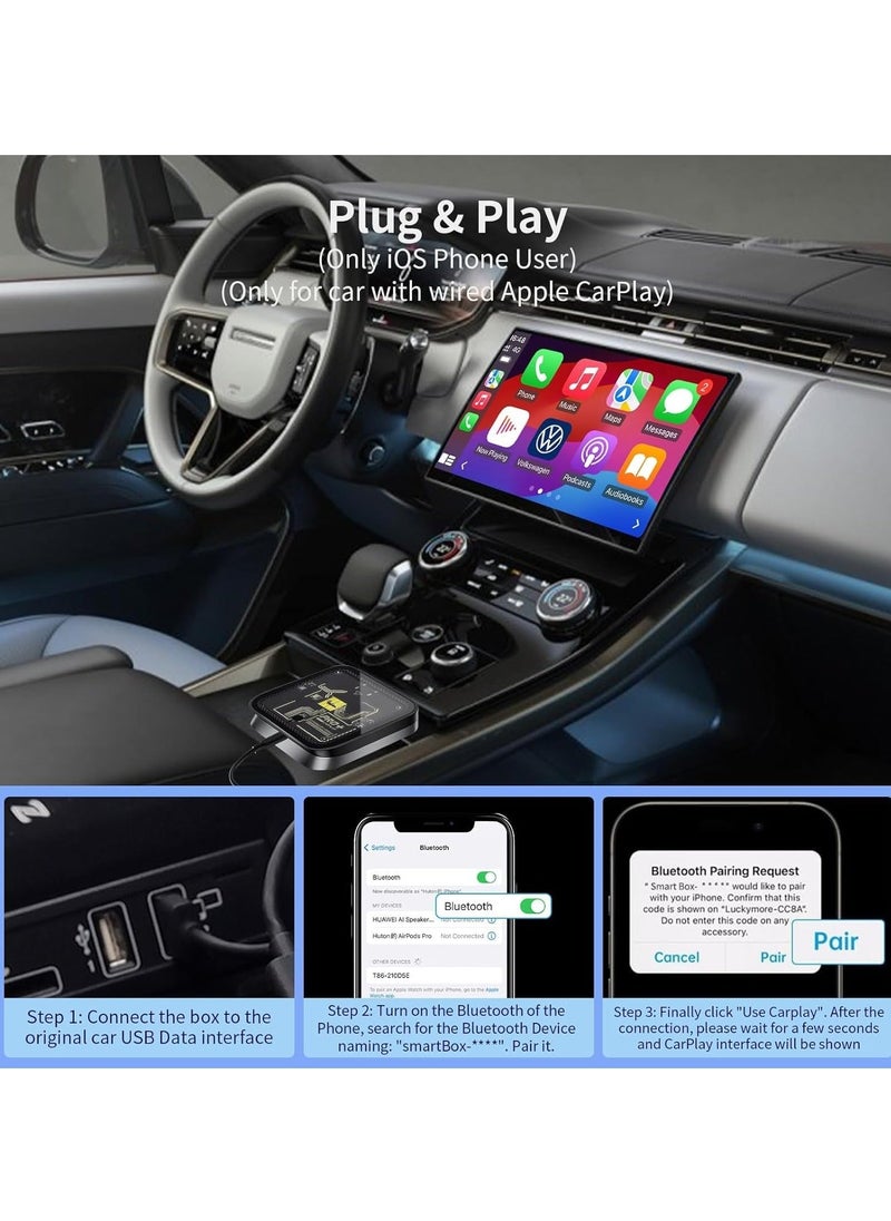 Generic - Wireless CarPlay Adapter - Plug & Play AI Box for Wired CarPlay Vehicles, Supports iOS 10+, Retains Original Controls, Enhanced Navigation, Music, Phone Calls, and Siri Assistant - Image 1