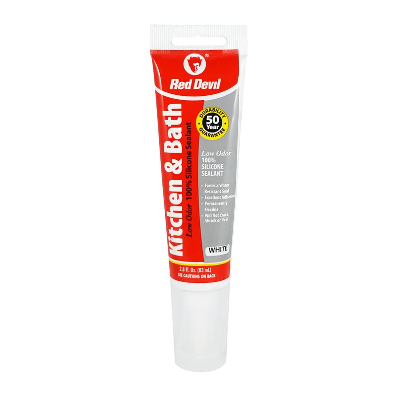 Red Devil 0883 Kitchen Bath Low Odor Silicone Sealant 28 Oz Squeeze Tube White Pack of 1