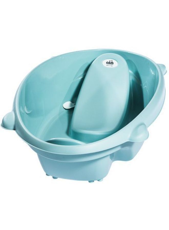 cam Portable Bollicina Baby Bath Tub From 0-12 Months, Support Feet And Plug To Drain Water, For Newborn - Blue - Image 2