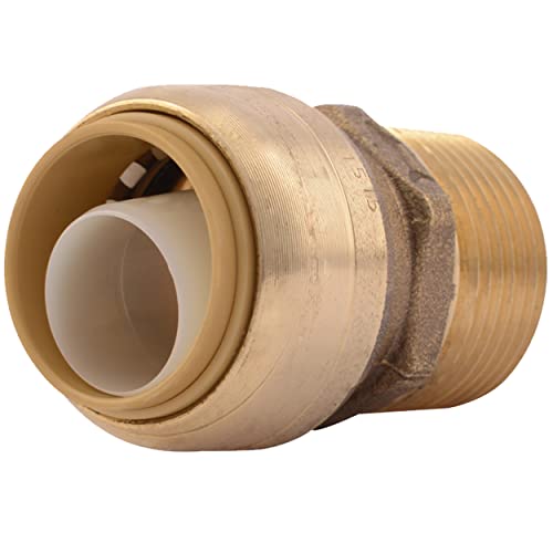 SharkBite 3/4 Inch x 1/2 Inch MNPT Bullnose Adapter, Push to Connect Brass Plumbing Fitting, PEX Pipe, Copper, CPVC, PE-RT, HDPE, U138LFA - Image 1