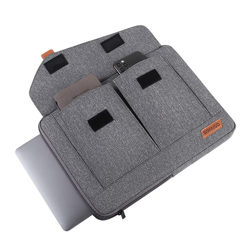 DOMISO 14 Inch Laptop Sleeve Bag Water Resistant Business Briefcase Carrying Shoulder Bag for Lenovo Chromebook S330/Flex 4/Thinkpad L480 E480 T480s/HP ProBook 640 G4/Dell Inspiron 5480 5481,Grey - Image 3