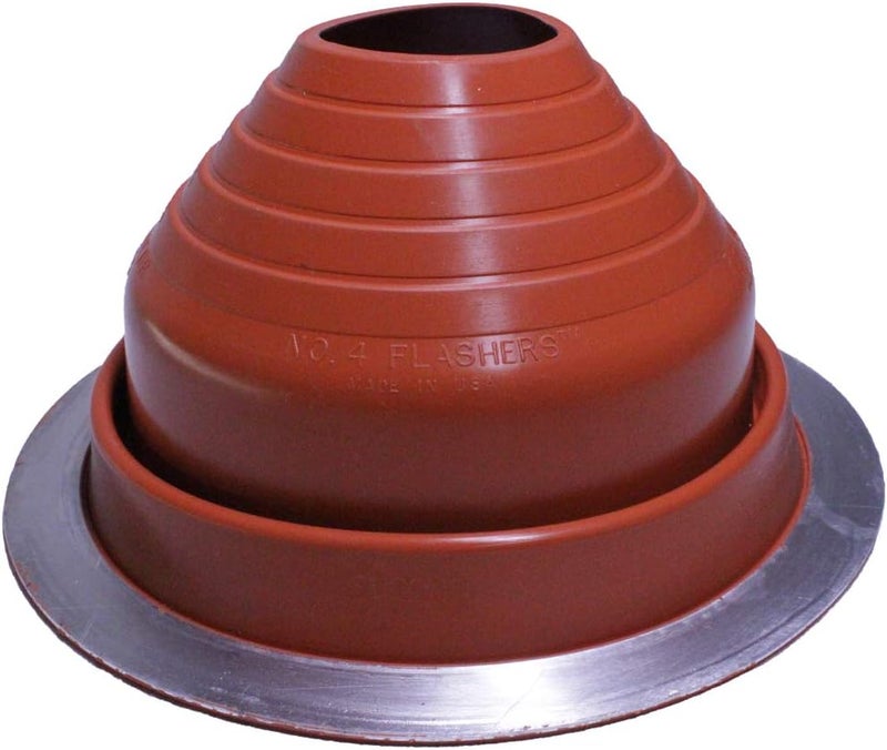 Flashers #4 Silicone High Temp Round Flexible Roof Jack Pipe Boot Metal Roofing Pipe Flashing (Pipe OD 3" to 6-1/4") - 100% Made in The USA - Image 1