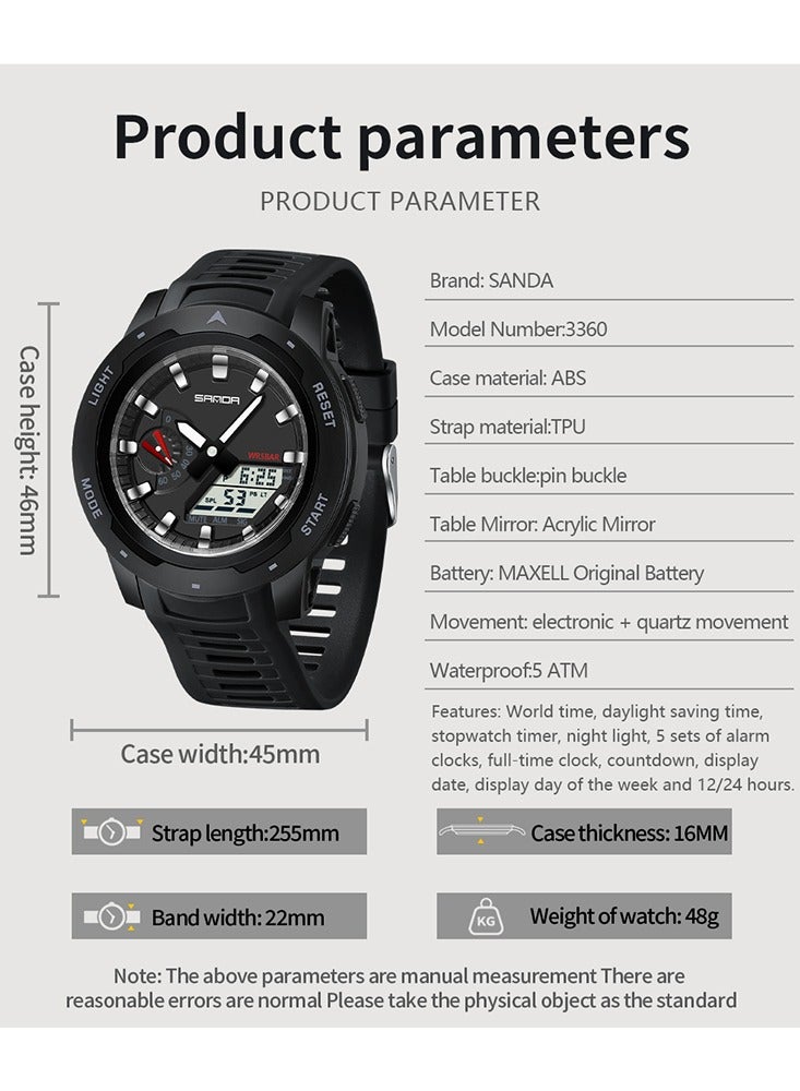 Sanda Fashion Electronic Watch Students Multi-functional Calendar Chronograph Waterproof Luminous Male Cool Digital Watches - Image 2