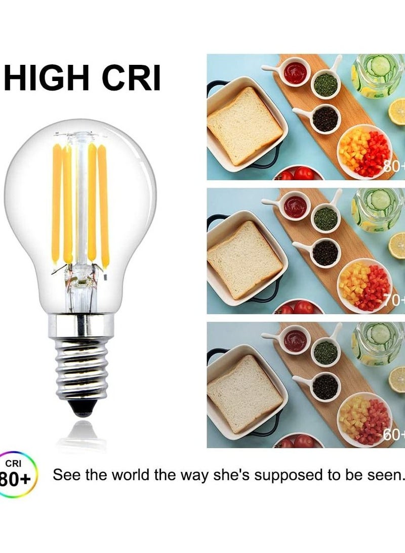 LED E14 Bulb, Small Edison Screw Golf Ball P45 Bulb, 4W Dimmable E14 G45 SES LED Filament Bulb, Cool White 6000K, Vintage Mini Globe Round Light Bulb 40W Incandescent Bulb Equivalent (4 Pack)  - Image 3