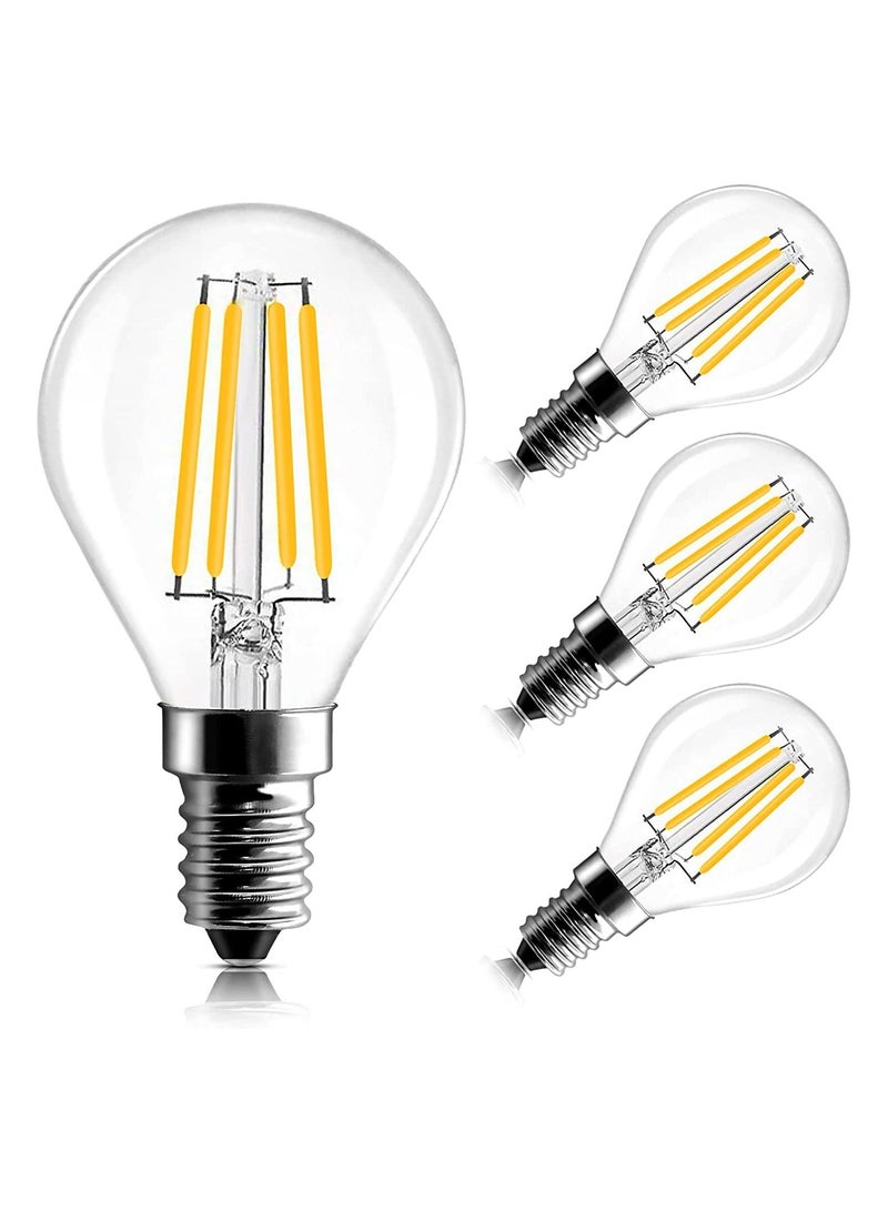LED E14 Bulb, Small Edison Screw Golf Ball P45 Bulb, 4W Dimmable E14 G45 SES LED Filament Bulb, Cool White 6000K, Vintage Mini Globe Round Light Bulb 40W Incandescent Bulb Equivalent (4 Pack)  - Image 1