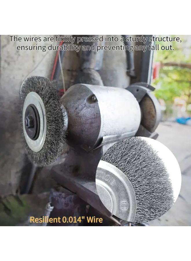 2pcs 3.94 Inch Fine Wire Brushes with 1 2 and 5 8 Shank for Effective Polishing and Rust Removal - Image 5