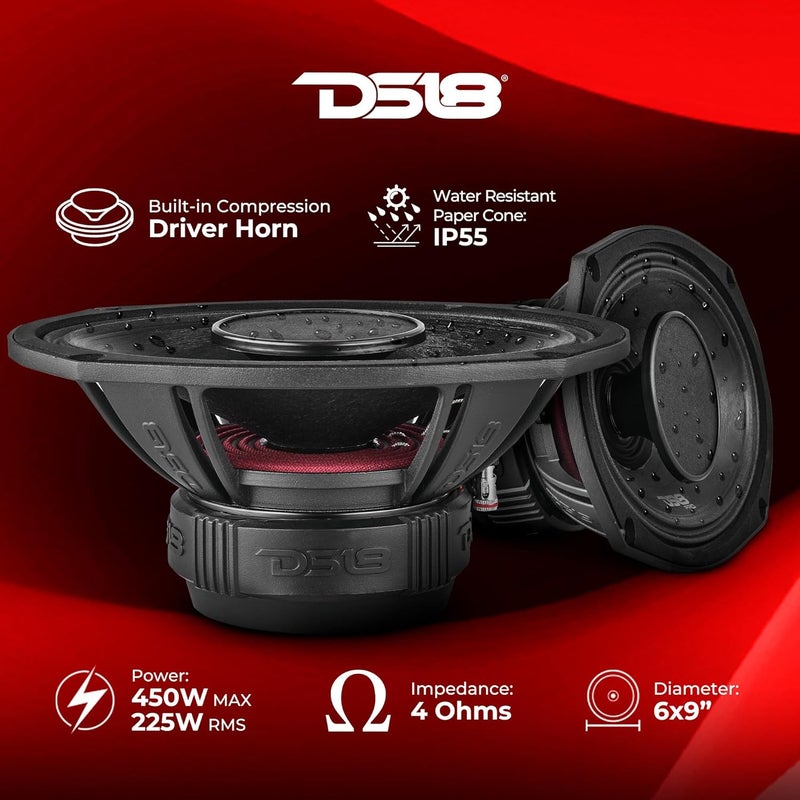 DS18 PRO-HY69.4B 6x9 Water Resistant Hybrid Mid-Range Loudspeaker with 1" Driver 250W Max Power 4-Ohm - Image 2