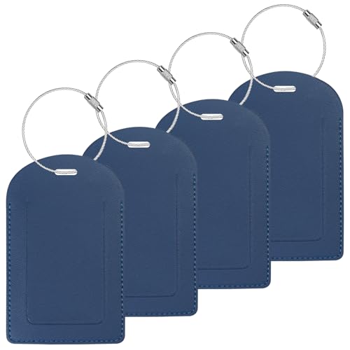 Gloppie Luggage Tags for Suitcases 4 Pack TSA Approved Suitcase Tags for Luggage Easy to Write On Dark Blue - Image 1