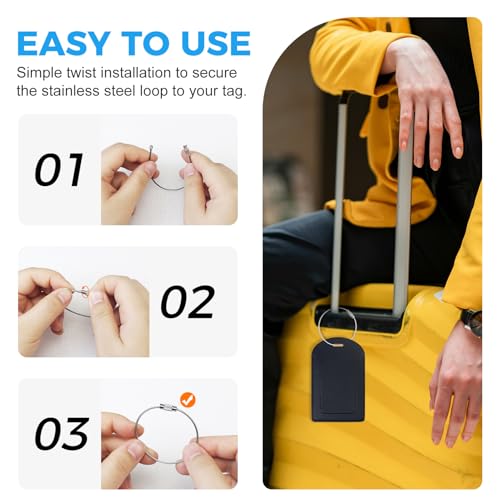 Gloppie Luggage Tags for Suitcases 4 Pack TSA Approved Suitcase Tags for Luggage Easy to Write On Dark Blue - Image 4