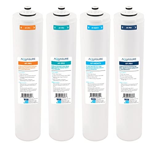 Aquasure Premier Series Complete 4-Stage Quick Twist Filter Replacement Cartridge Bundle Set AF-CP75 | Compatible with AS-PR75 4-Stage Under Sink Reverse Osmosis RO Water Filtration System - Image 1