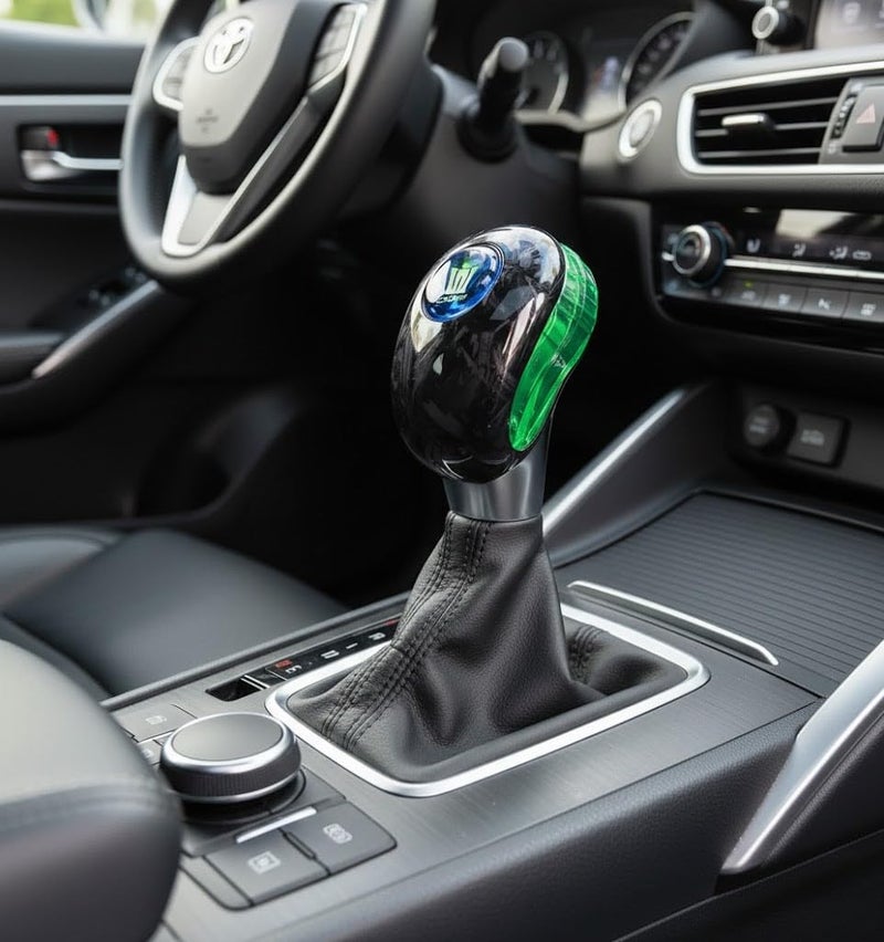 YOURKARTS.COM YOURKARTS Gear Gear Knob LED with Logo Crown King Universal fit | Illuminated Gear Handle for Manual Automatic Cars | Premium Acrylic Build with Light-Up Feature for Stylish Night Driving (Crown) - Image 1